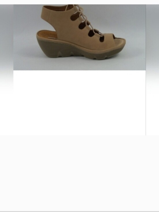 Clarks Shoes - Clarks Beige Lace-Up Wedge Sandal
